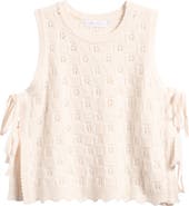 All in Favor Side Tie Check Stitch Cotton Blend Sweater Vest