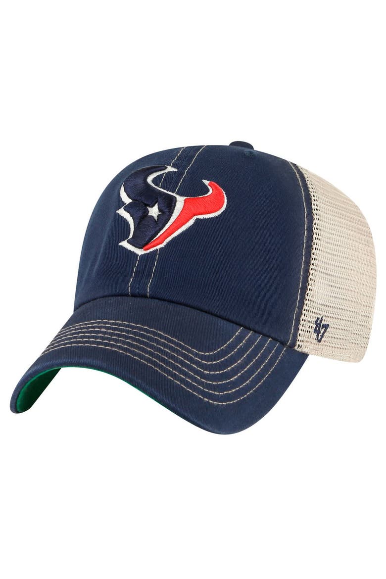 Men's '47  Navy/Natural Houston Texans Trawler Trucker Clean Up Adjustable Hat, Main, color, Navy