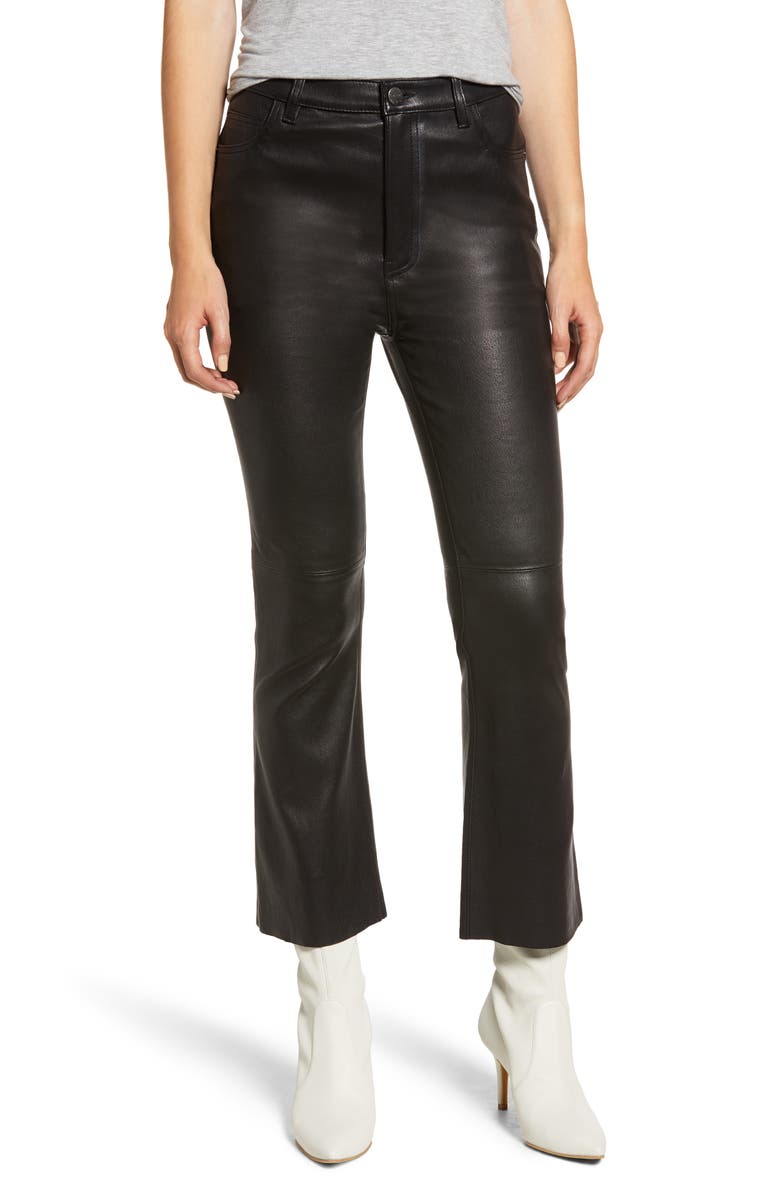 Current/Elliott The High Waist Kick Leather Pants, Main, color,