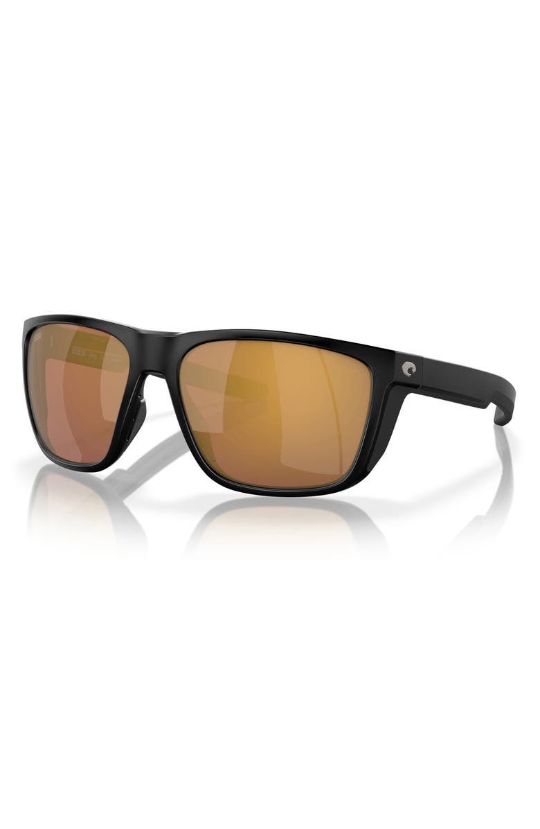 Costa Del Mar 57mm Polarized Square Sunglasses, Alternate, color, Matte Black/ Gold Mirror 580G