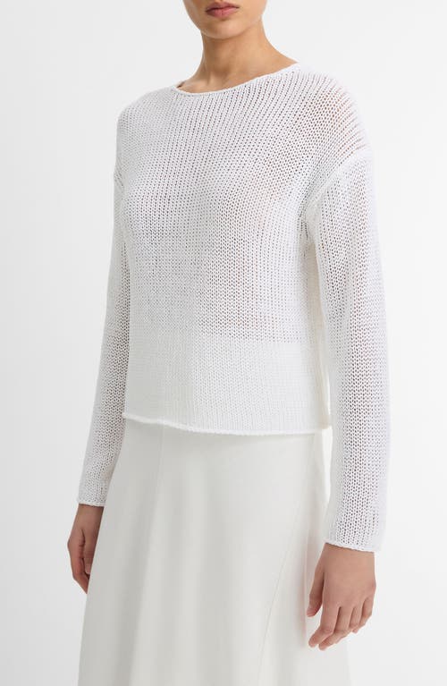 Vince Open Knit Boat Neck Sweater In Optic White