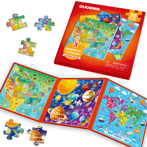 Magnetic Travel Puzzle Set - Animal, Space, Princess, and Math Puzzles for Kids
