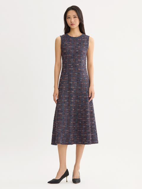 Sleeveless A-Line Ribbon Knit Maxi Dress