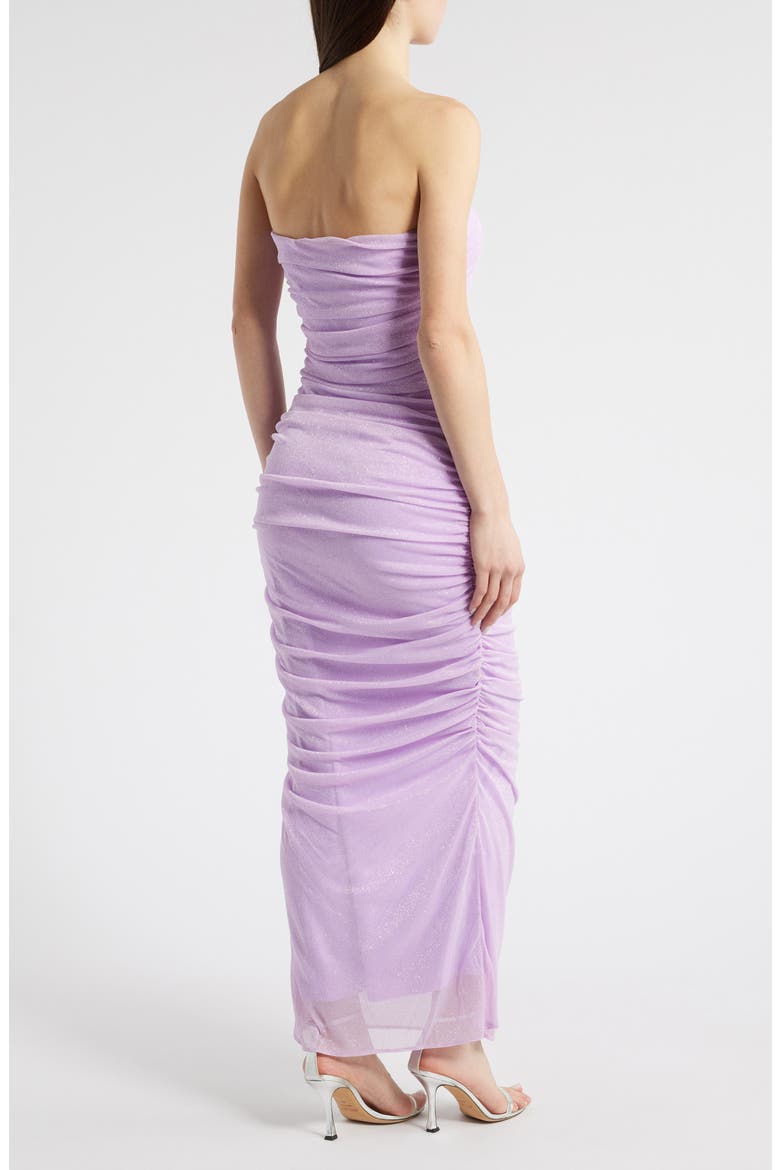 Glitter Strapless Ruched Dress, Alternate, color, LILAC