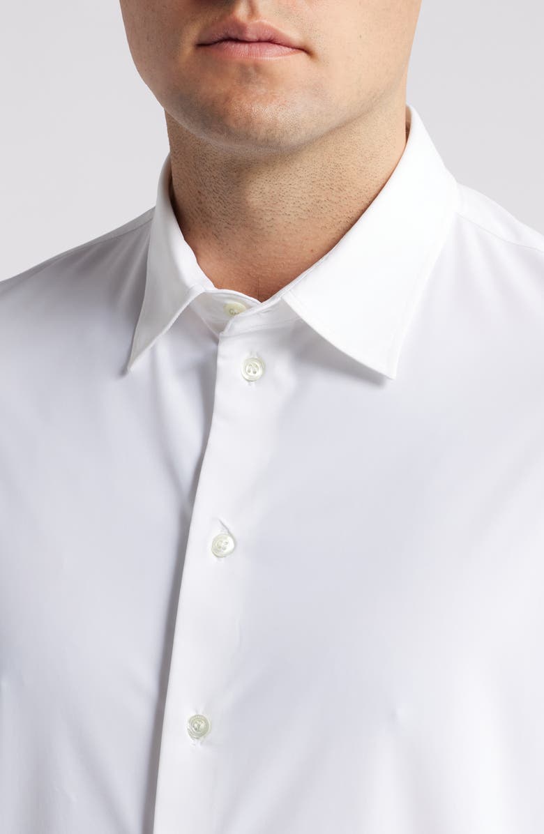 Emporio Armani Solid White Knit Button-Up Shirt, Alternate, color, White