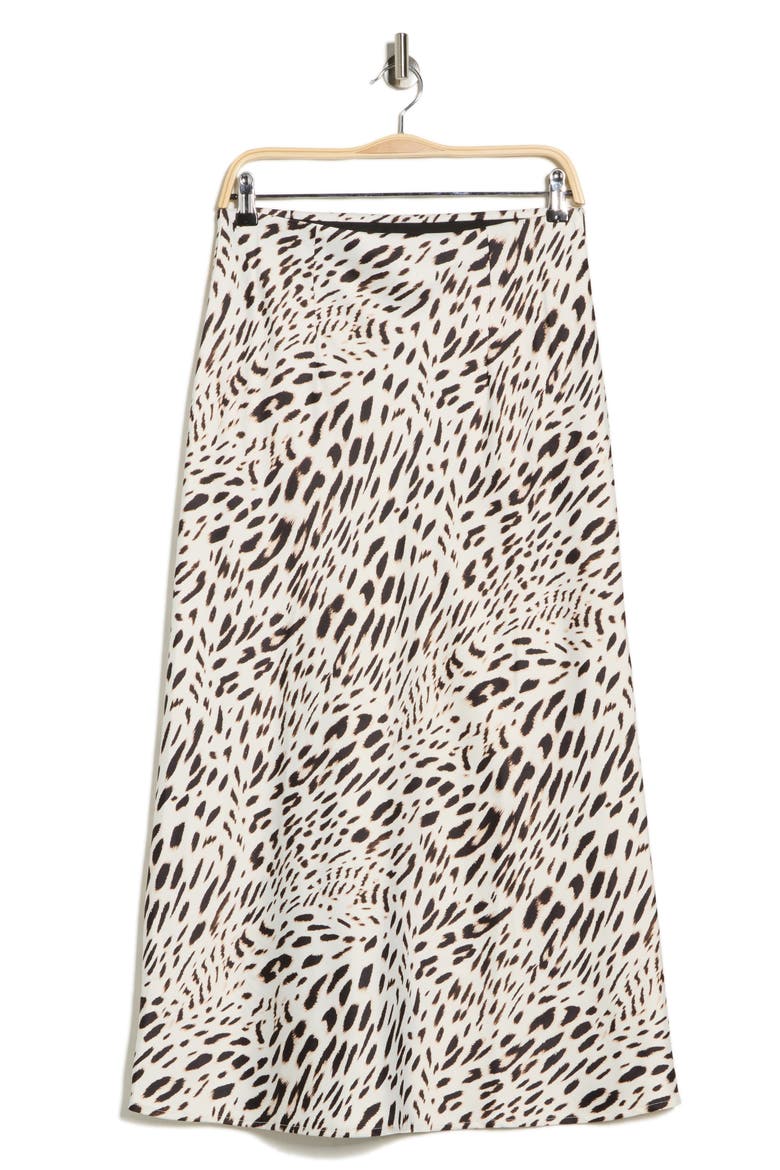 Front Slit Satin Skirt, Alternate, color, ANIMAL CULTURE WHITE