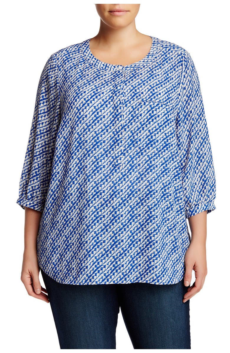 NYDJ 3/4 Length Sleeve Abstract Basket Weave Blouse, Main, color, 