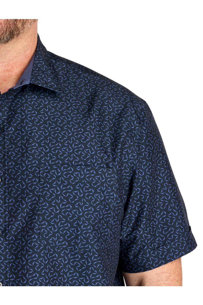 Big & Tall Microfiber Abstract Print Sport Shirt, Alternate, color, BLACK
