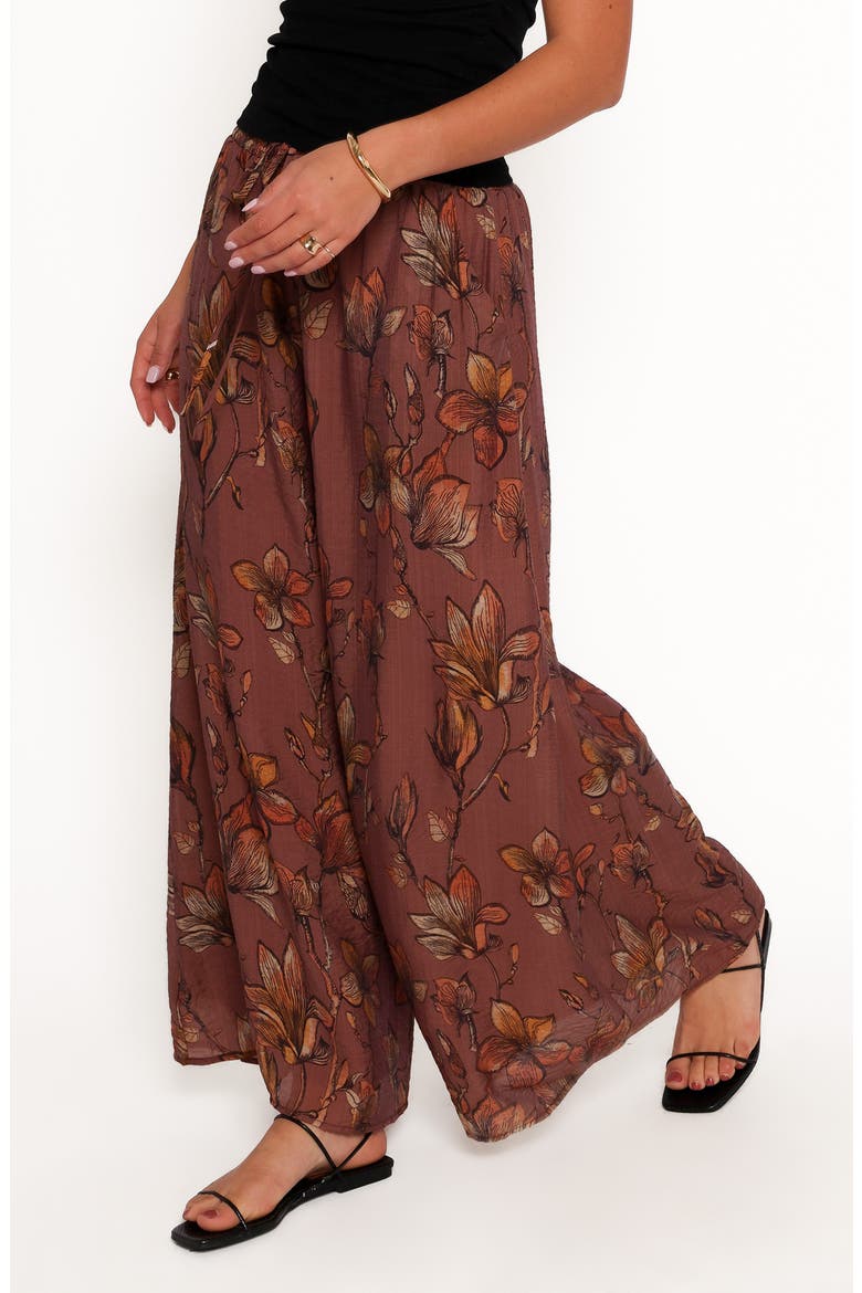 Larson Floral Print Wide Leg Pants, Alternate, color, BROWN FLORAL