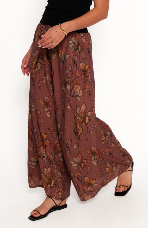 Petal And Pup Petal & Pup Larson Floral Print Wide Leg Pants In Brown