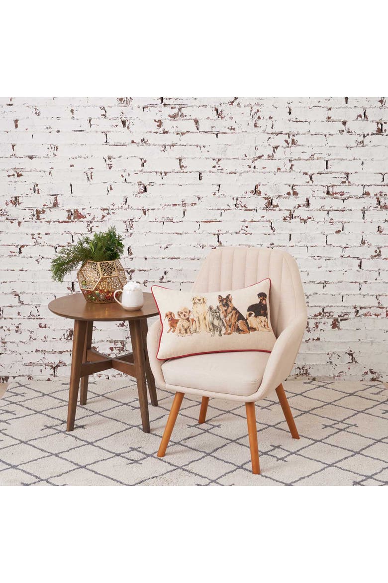 All Dogs Vintage Reversible Piped Lumbar Throw Pillow 22" x 14", Alternate, color, White