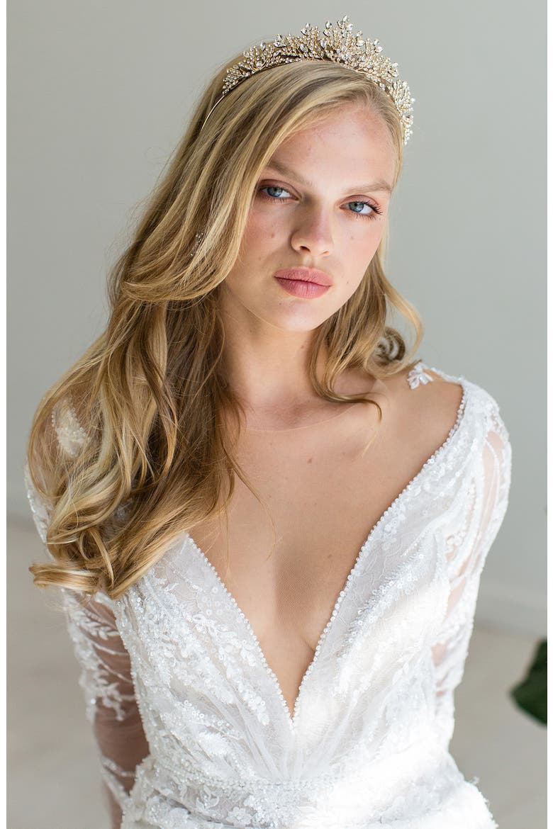Karissa Crystal Crown (Nordstrom Exclusive), Alternate, color, GOLD