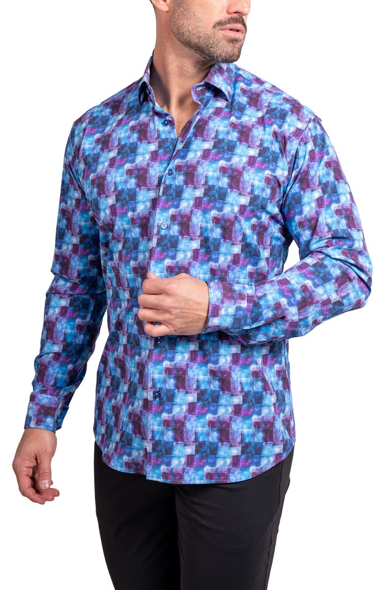 Maceoo Fibonacci Ascension Contemporary Fit Button-Up Shirt, Alternate, color, Blue