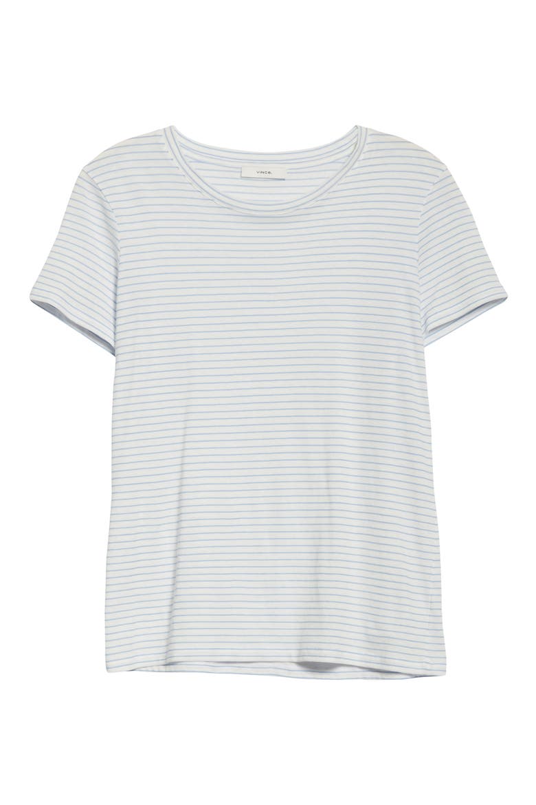 Pencil Stripe Cotton T-Shirt, Alternate, color, OPTIC WHITE/ AQUA BLOOM