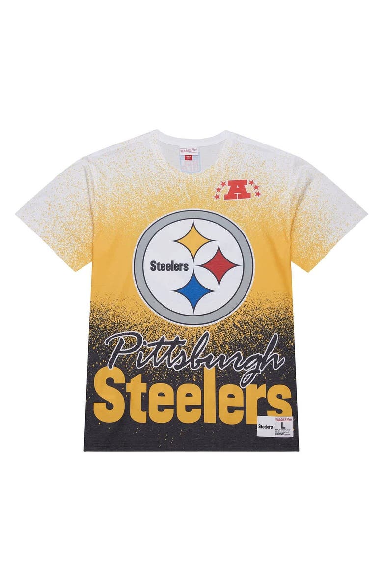 Men's Mitchell & Ness  White Pittsburgh Steelers Team Burst Vintage Logo T-Shirt, Alternate, color, White