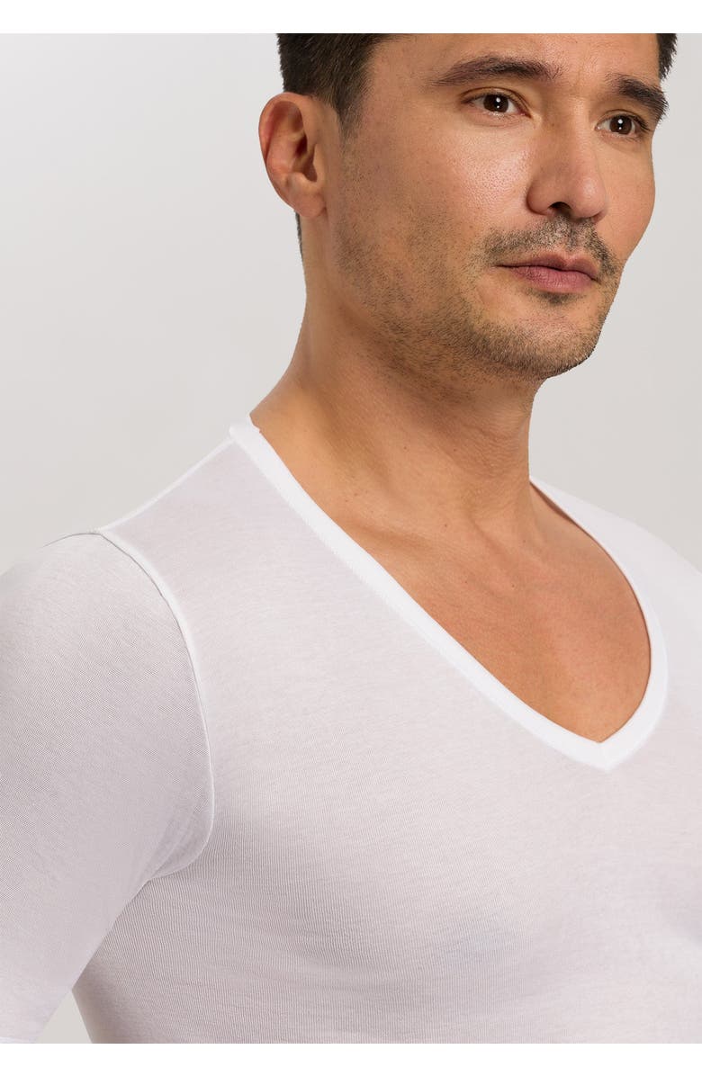 Hanro Cotton Pure Fitted Cotton V-Neck T-Shirt, Alternate, color, White