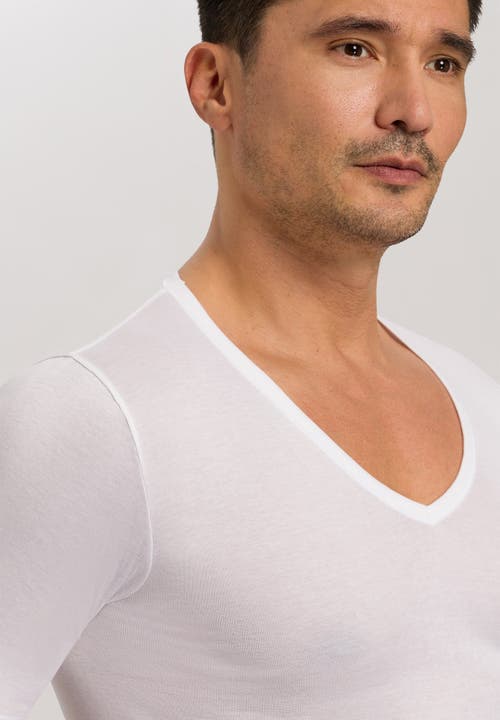 Hanro Cotton Pure V-neck T-shirt In White