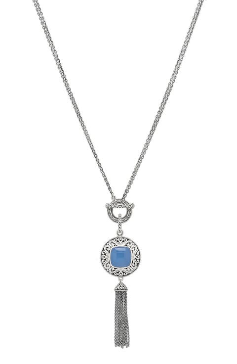 Sterling Silver & Semiprecious Stone Tassel Necklace