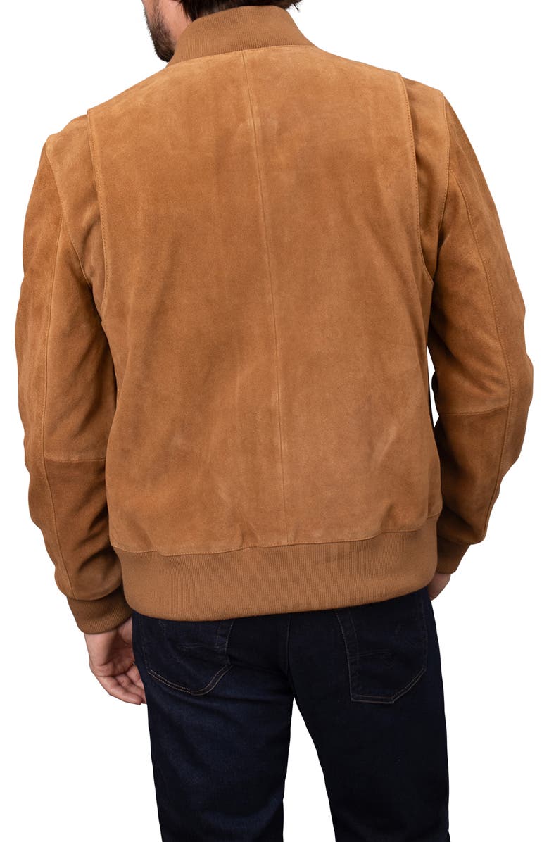 Bagatelle Suede Bomber Jacket, Alternate, color, Cognac
