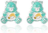 Care Bears Silver Flash-Plated 3D Stud Earrings with Crystal Accent