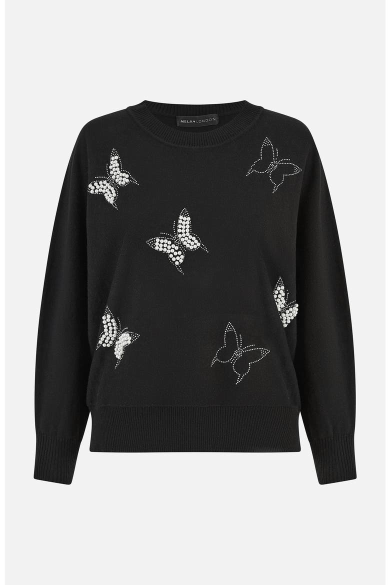 Sequin Butterfly Jumper, Alternate, color, Black