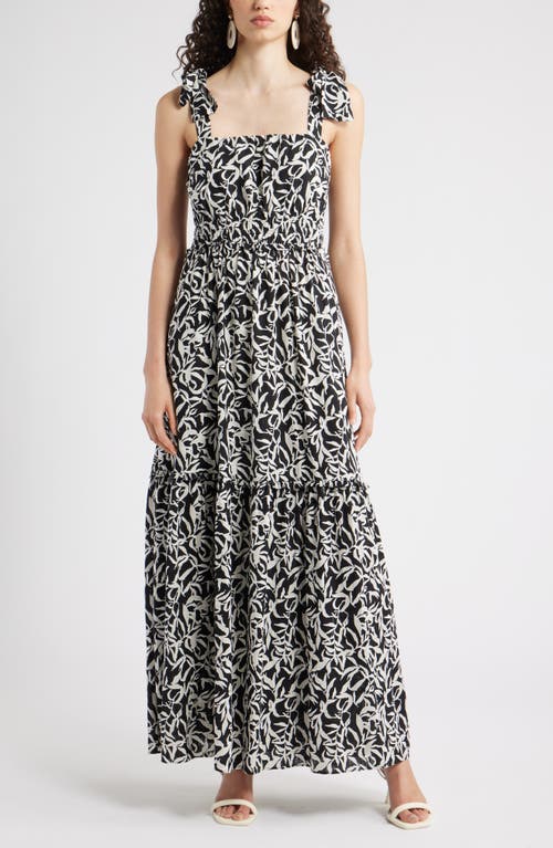 Chelsea28 Tie Strap Floral Print Maxi Dress In Black