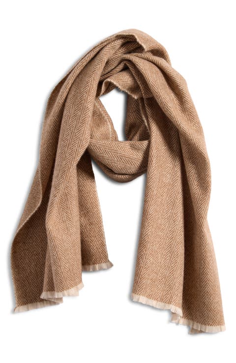 Herringbone Cashmere Fringe Scarf