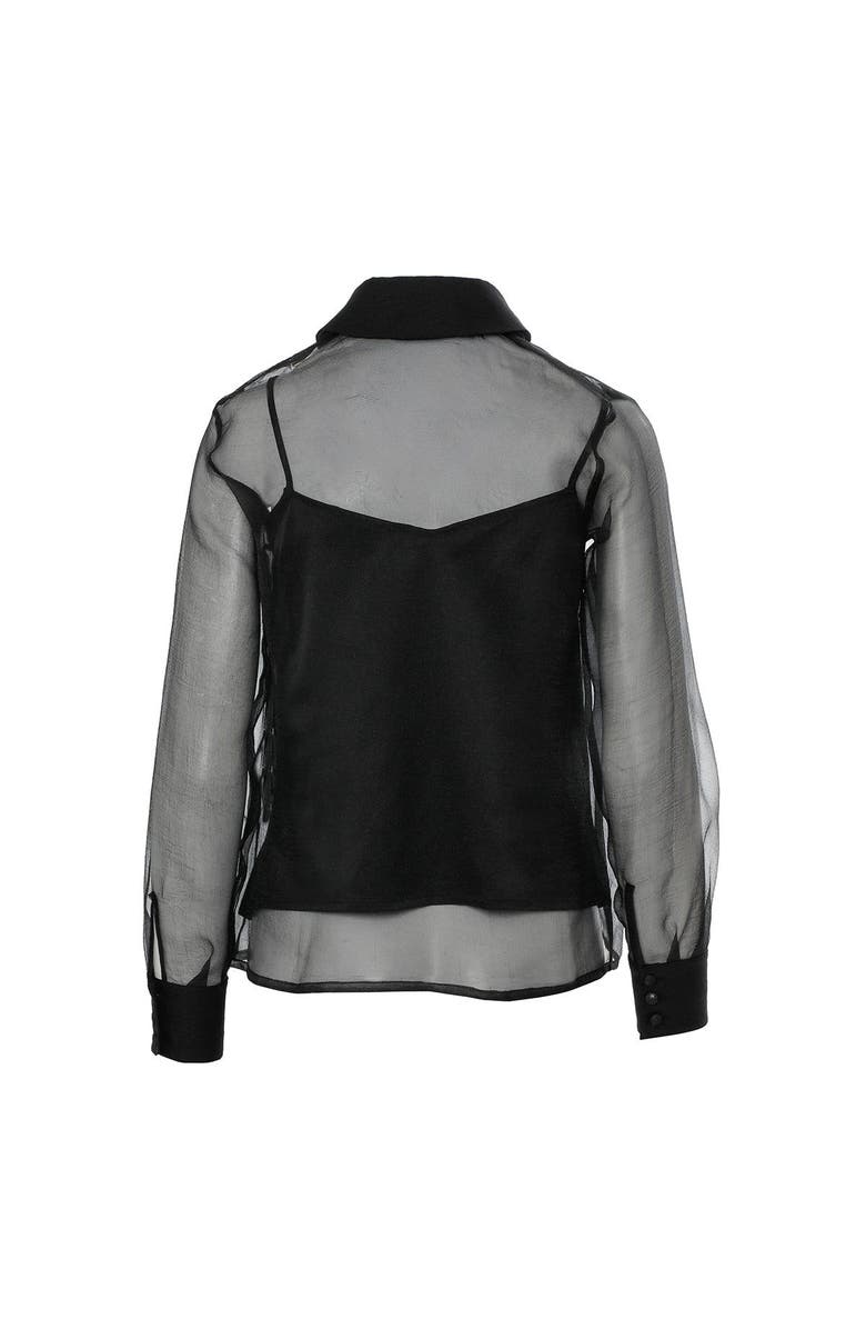 Gizia Self-Lined Black Chiffon Shirt, Alternate, color, Black