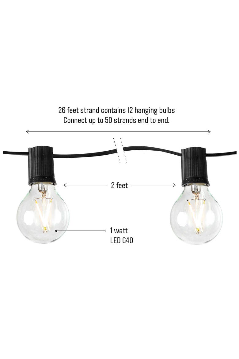 Ambience Globe LED Outdoor String Lights, Alternate, color, BLACK