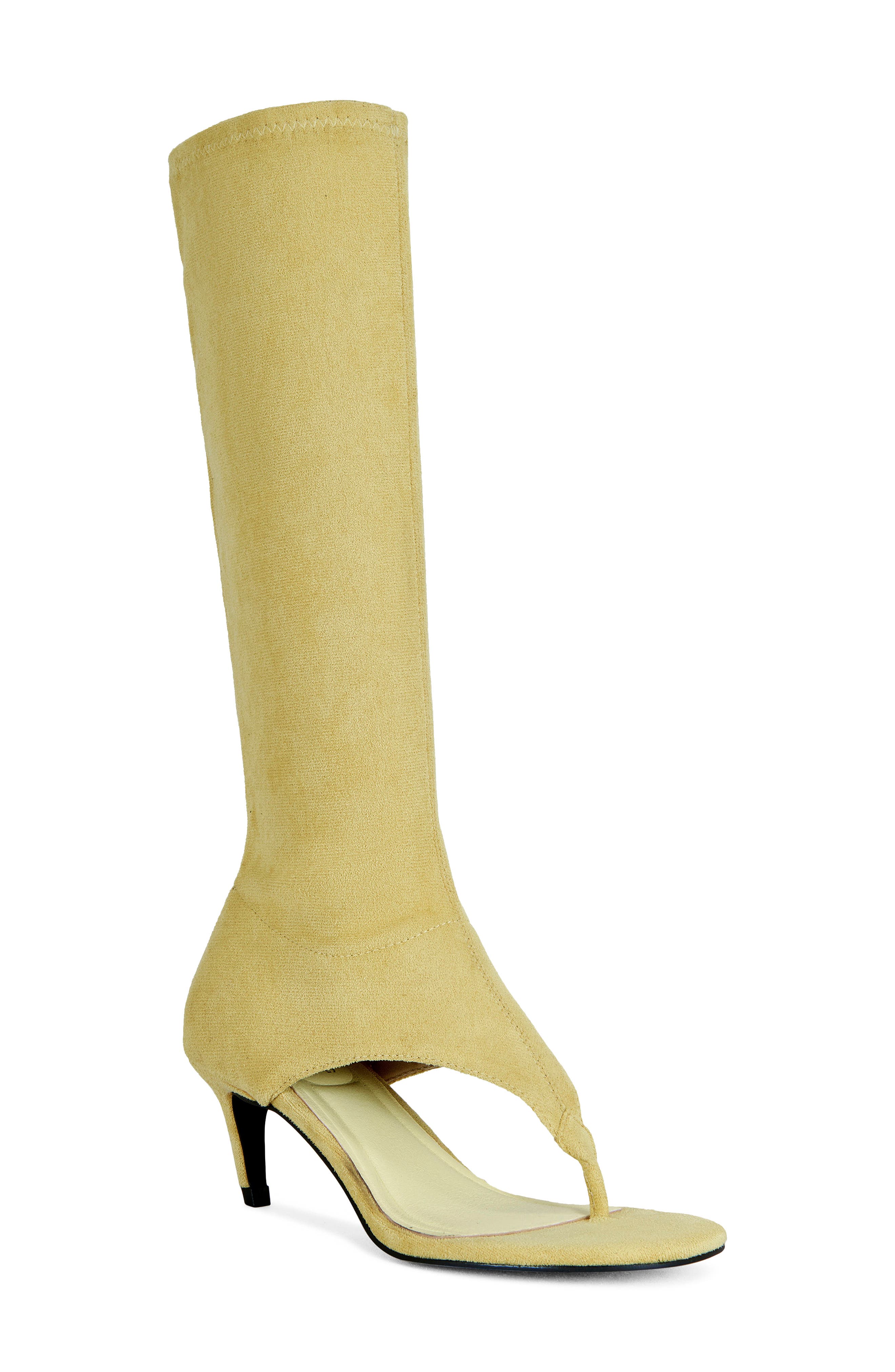 AZALEA WANG Cecile Cutout Stiletto Sandal Boot, Main, color, Mustard