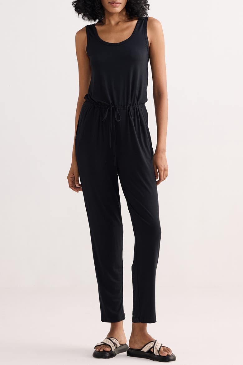 Relaxed Drawstring Jumpsuit, Main, color, Black
