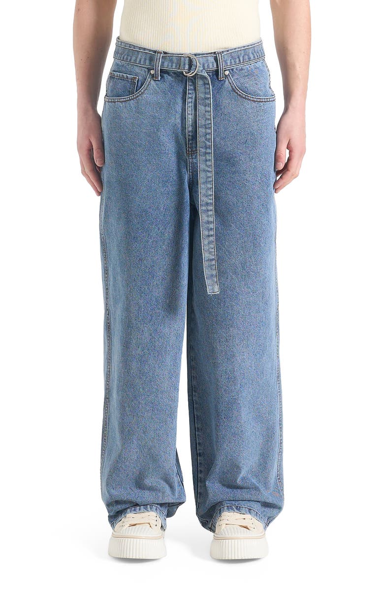 Manière De Voir Adam Wide Leg Belted Jeans, Alternate, color, Blue Wash