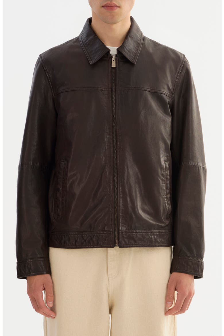 Leather Jacket, Main, color, BROWN