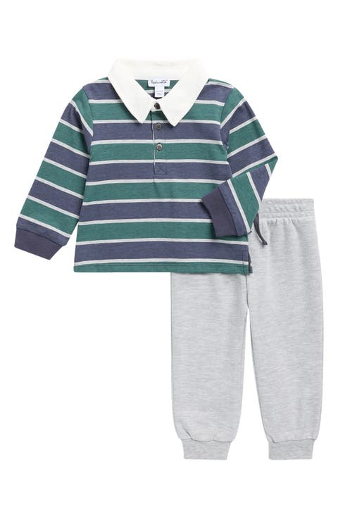 Preppy Stripe Polo & Joggers Set (Baby)