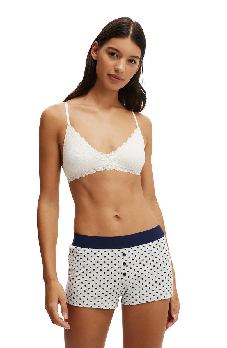 COTTON ON BODY Women's Dreamy Soft Boyshort, Alternate, color, Light Grey Marle Navy Vision