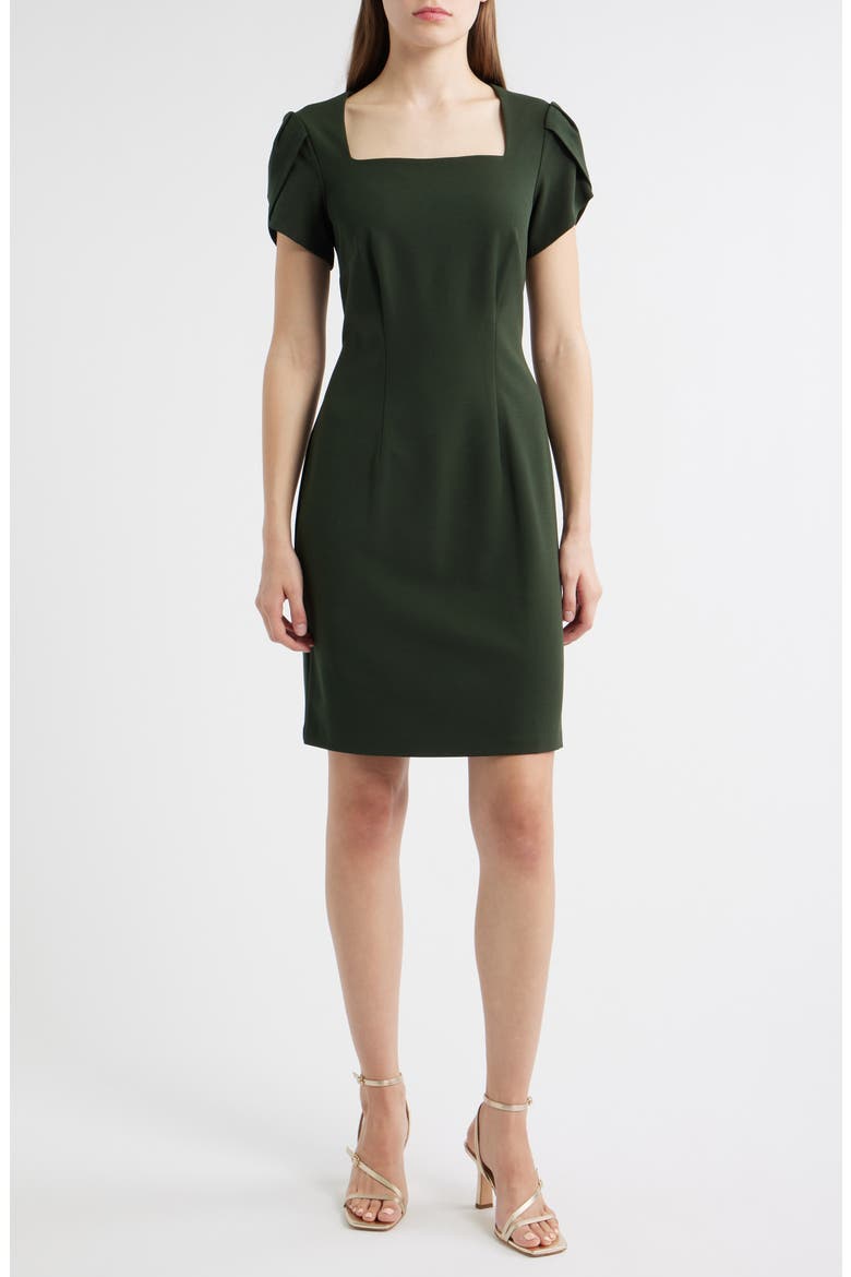 Tulip Sleeve Sheath Dress, Main, color, LODEN/GOLD