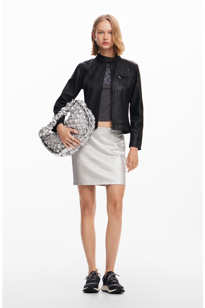 Munich Faux Leather Moto Jacket, Alternate, color, BLACK