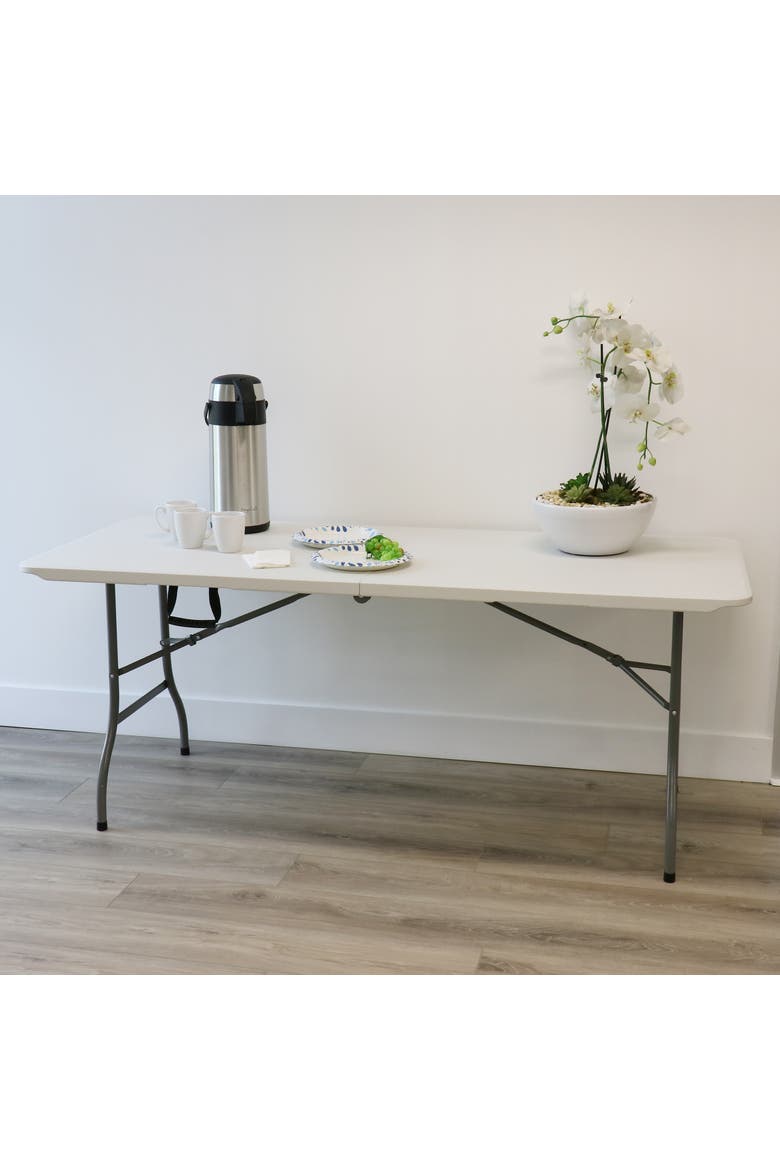 6 Foot Plastic Folding Table, Alternate, color, White