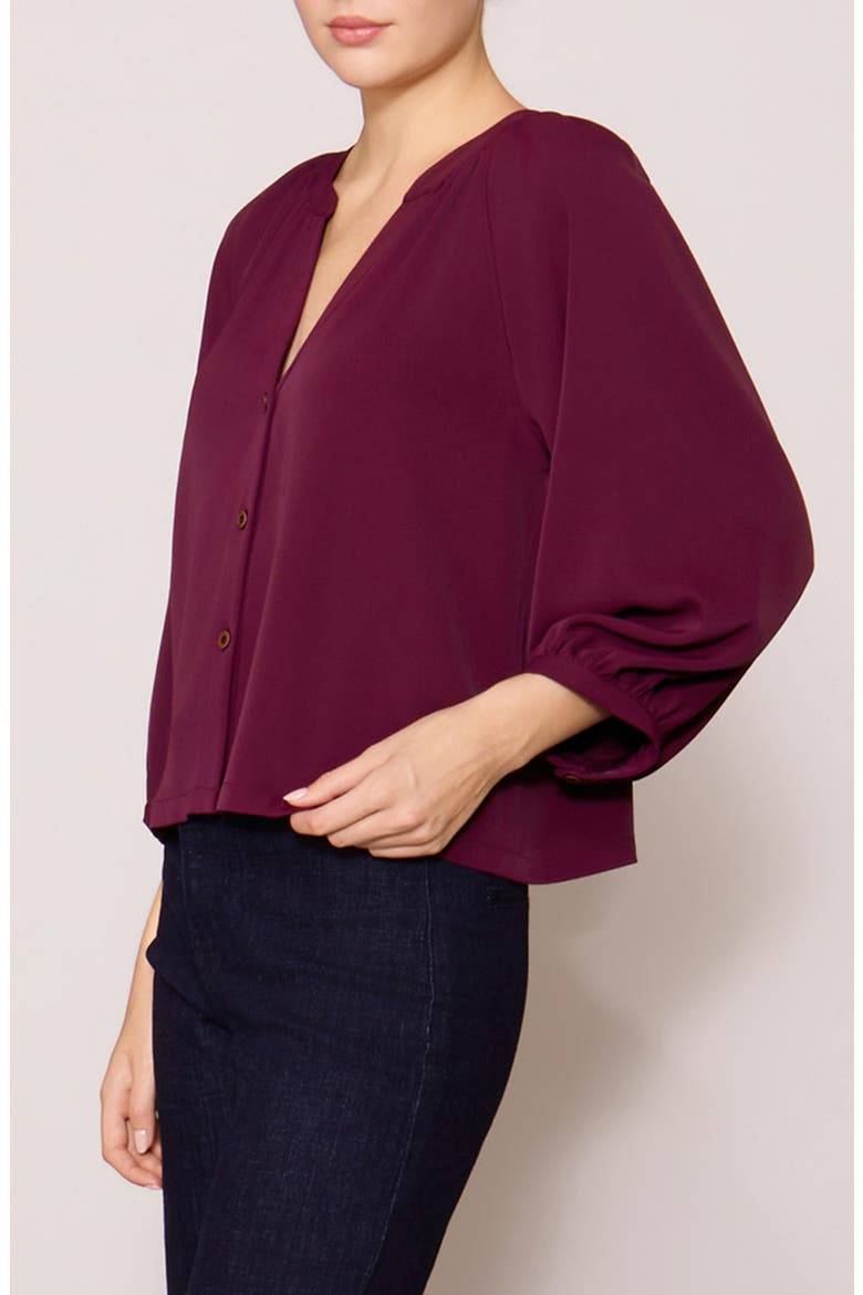 Luxe Crepe Three-Quarter Sleeve Top, Alternate, color, WINETASTING