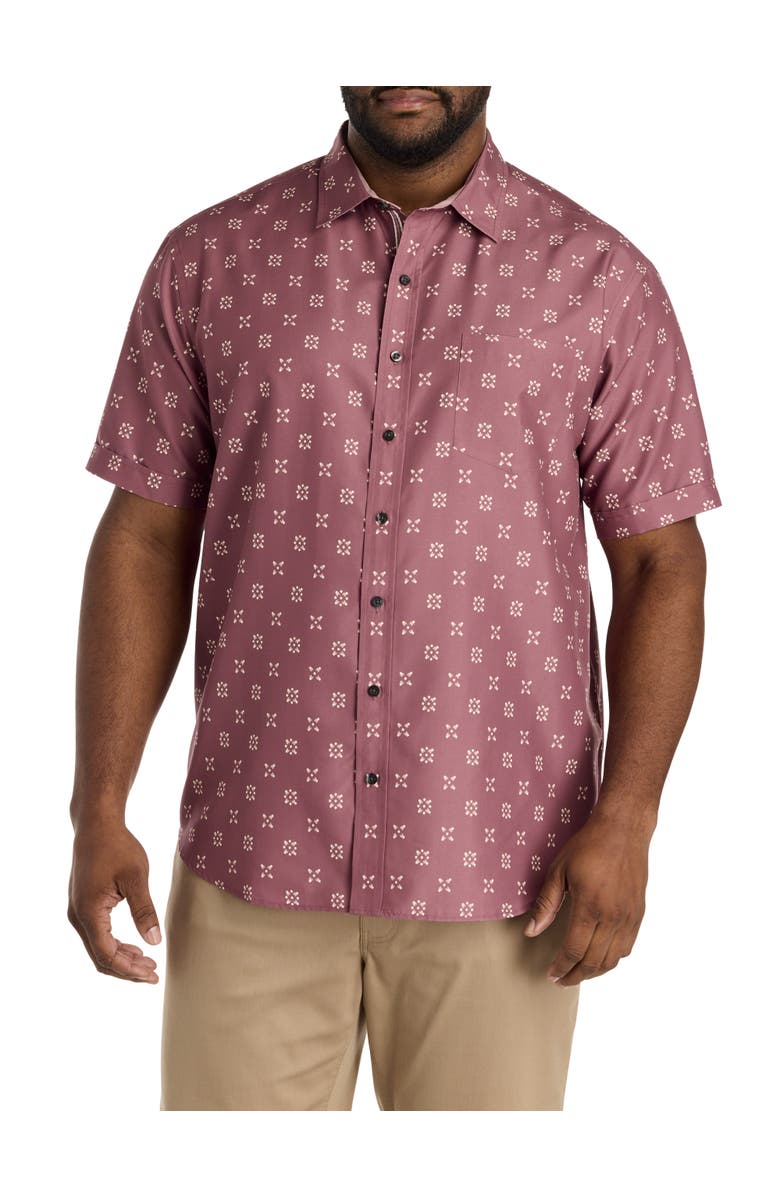 Synrgy by DXL Big & Tall Geometric Floral Microfiber Sport Shirt, Main, color, Pink