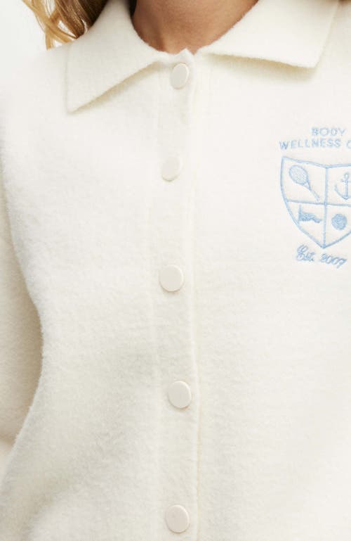 Cotton On Body Active Knitted Graphic Bomber In Coconut Milk Heritage Club
