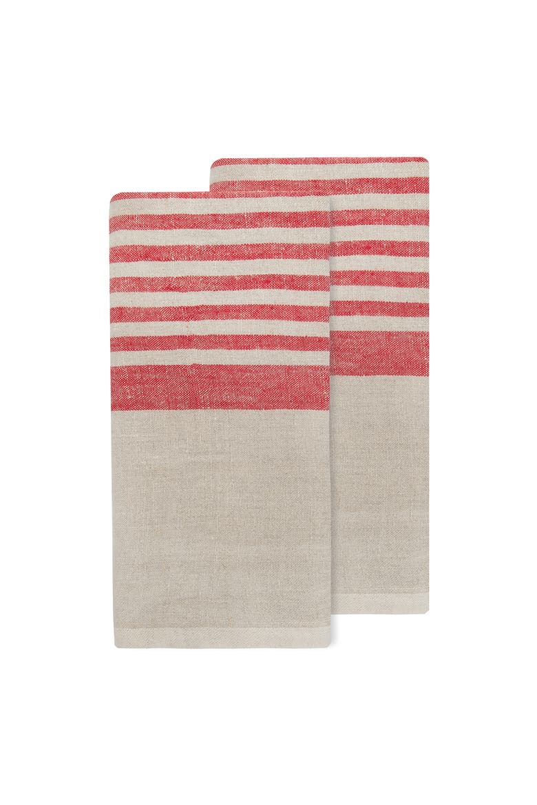 Brittany Tea Towels - Set of 2, Main, color, Natural, Red 20" x 30"