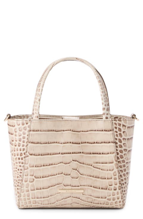 Small Mona Croc Embossed Leather Tote