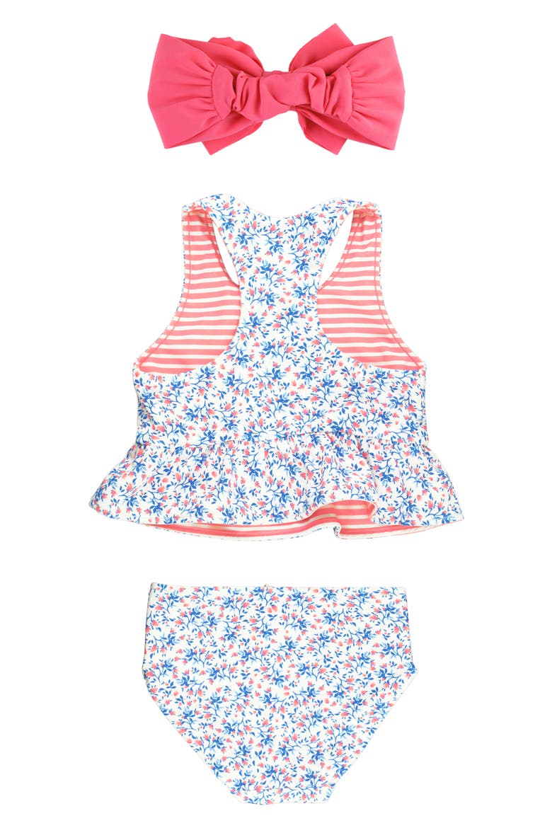 Kids Reversible Two-Piece Swimsuit & Headband Set, Alternate, color, COASTAL BREEZE FLORAL