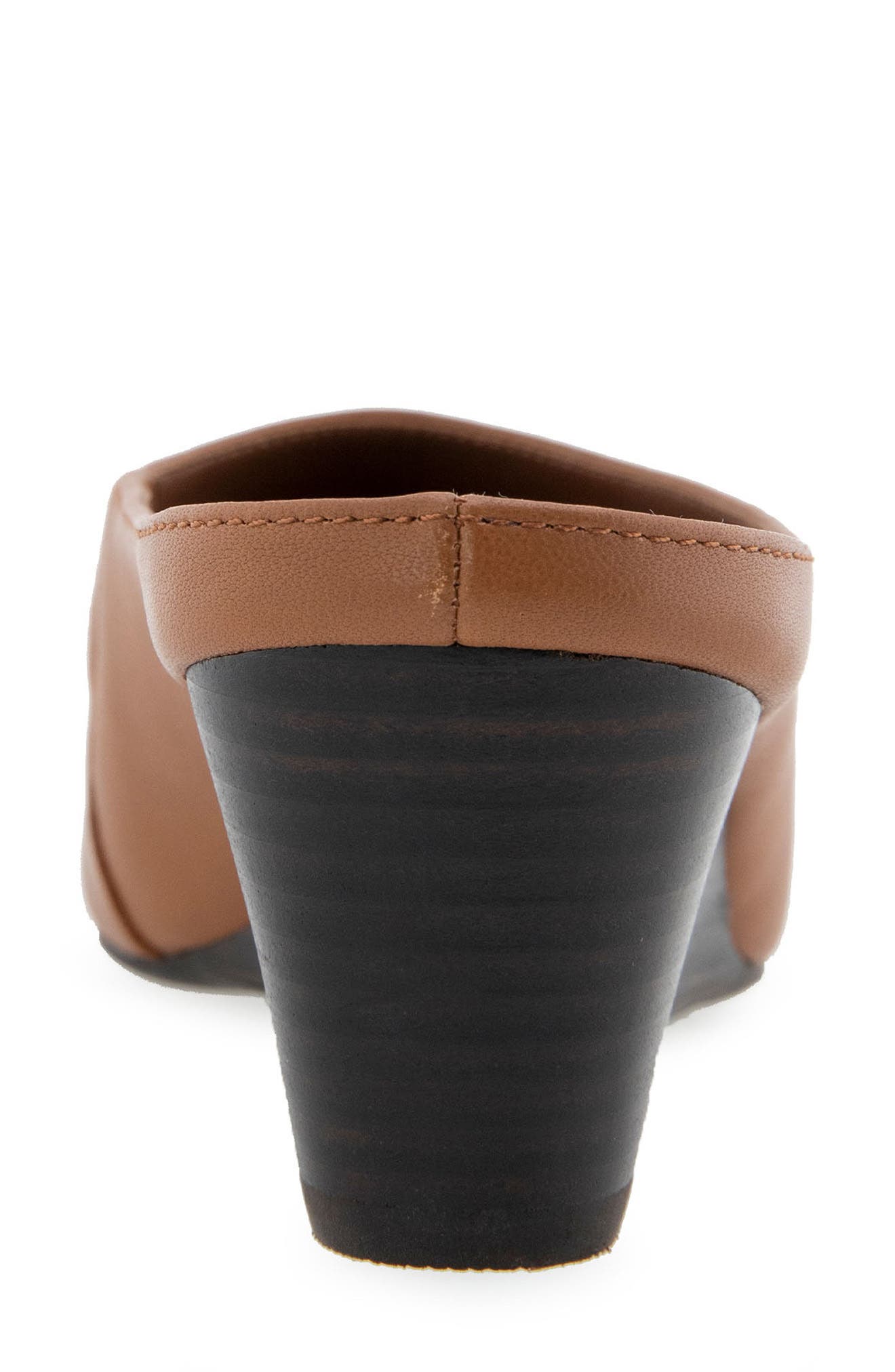 Aerosoles Camia Wedge Mule, Alternate, color, Tan Leather/ Stack Heel