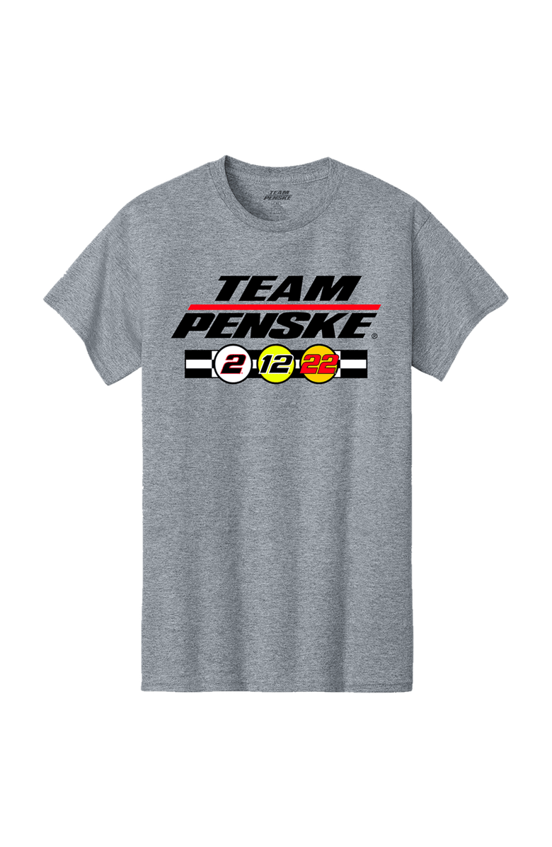 TEAM PENSKE Men's Team Penske Athletic Heather Gray Team Penske Three-Car Team T-Shirt, Alternate, color, Athletic Heather Gray