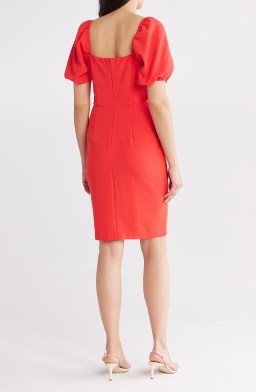 Eliza J Puff Sleeve Sheath Dress In Coral