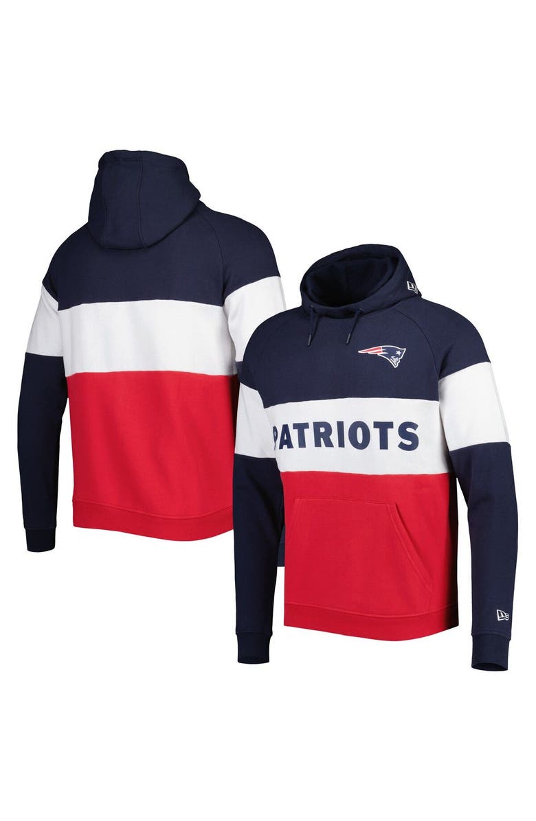 New Era Men's New Era Red New England Patriots Colorblock Current Pullover Hoodie, Main, color, Red