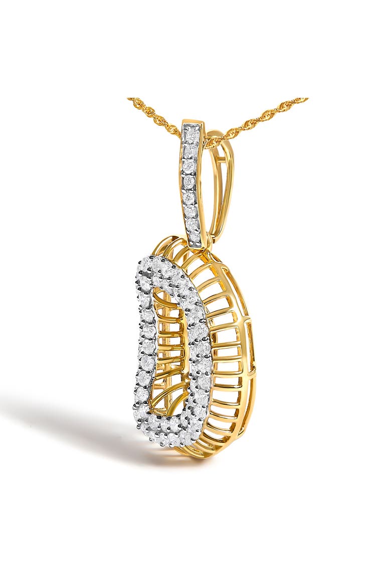 Men's 10K Yellow Gold 1 1/5 Cttw Diamond Letter D Initial Pendant Necklace, Alternate, color, Yellow Gold