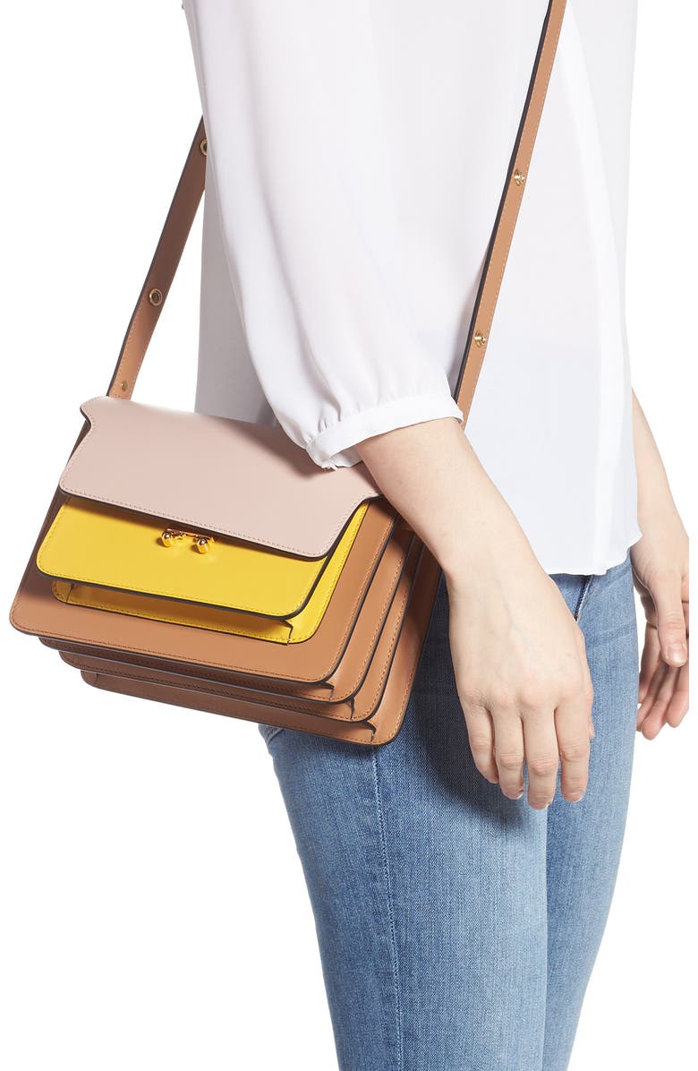 Marni Trunk Colorblock Leather Shoulder Bag, Alternate, color,
